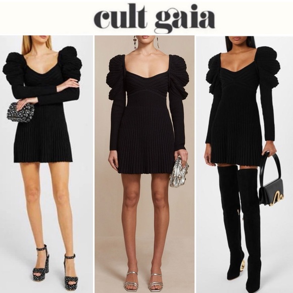 Cult Gaia ADELIE KNIT DRESS in Black sz XS 398$